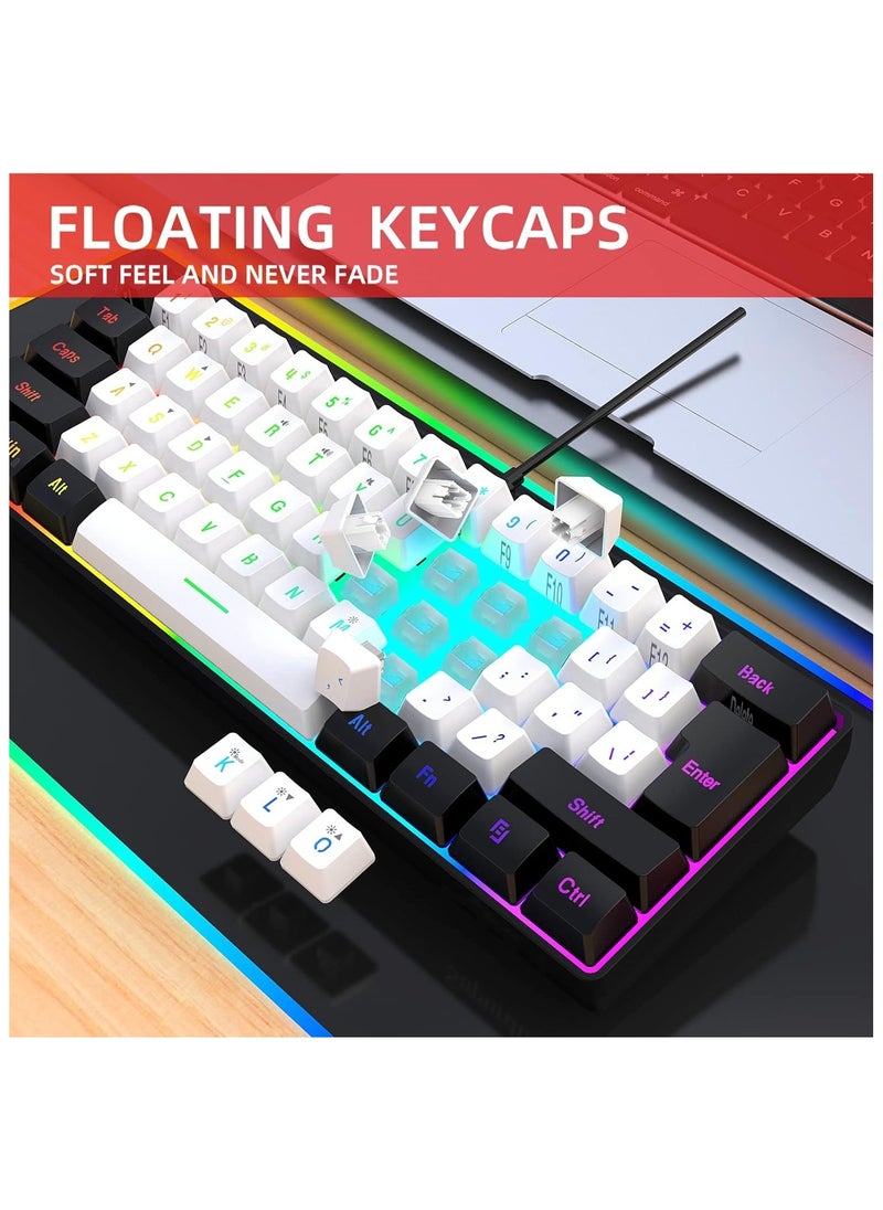 DOOAIR 61 Keys RGB Gaming Keyboard 60% Mini Wired Waterproof for Gamer White Black  - Image 5