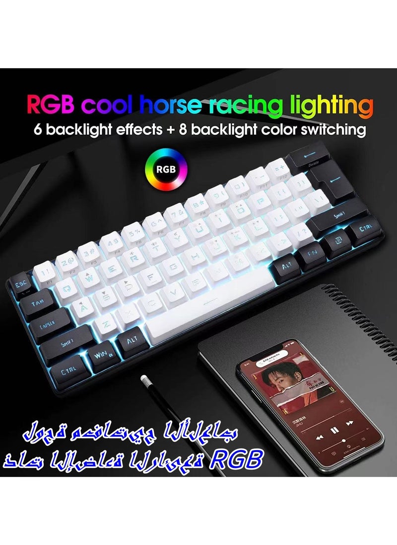 DOOAIR 61 Keys RGB Gaming Keyboard 60% Mini Wired Waterproof for Gamer White Black  - Image 1