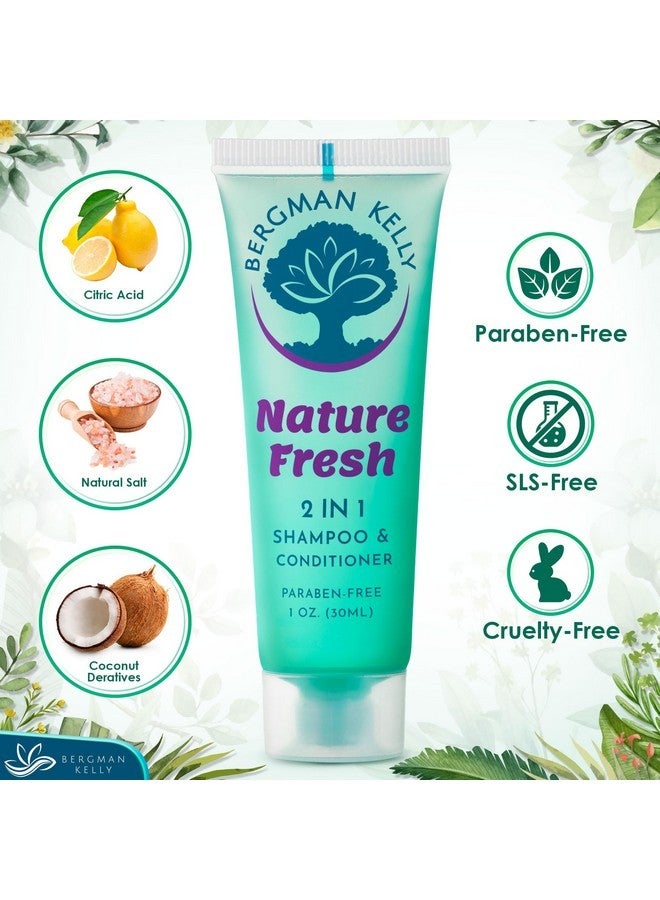 بيرجمان كيلي - شامبو وبلسم 2 في 1 بحجم مناسب للسفر - 1 أونصة سائلة، 100 عبوة، برائحة طبيعية منعشة - دلل ضيوفك بمستلزمات الشامبو المنعشة والملطفة - مستلزمات فندقية صغيرة بكميات كبيرة - Image 2