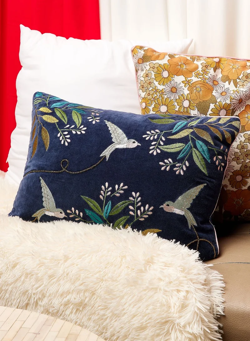 House Of Disaster Secret Garden Velvet Bird Cushion