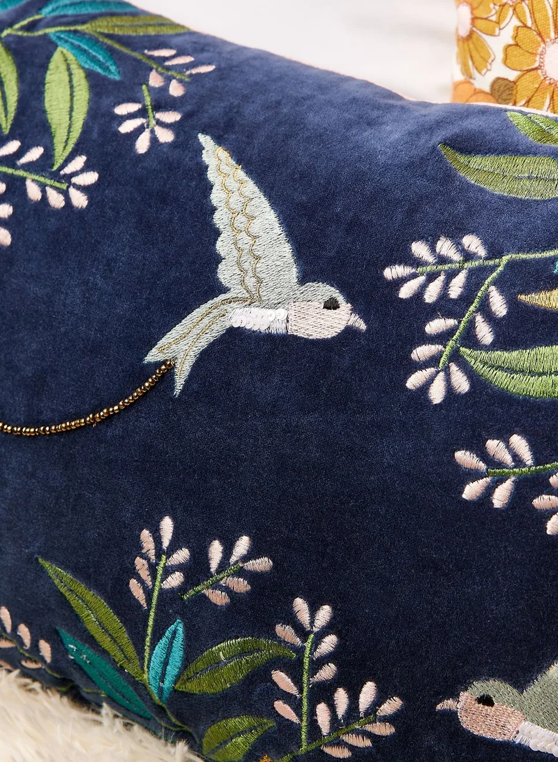 House Of Disaster Secret Garden Velvet Bird Cushion
