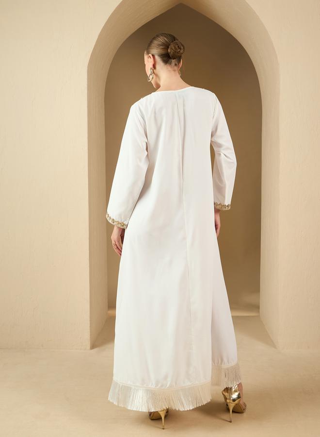 ستايلي جلابية - بياقة مستديرة وتطريز دانتيل - Image 5