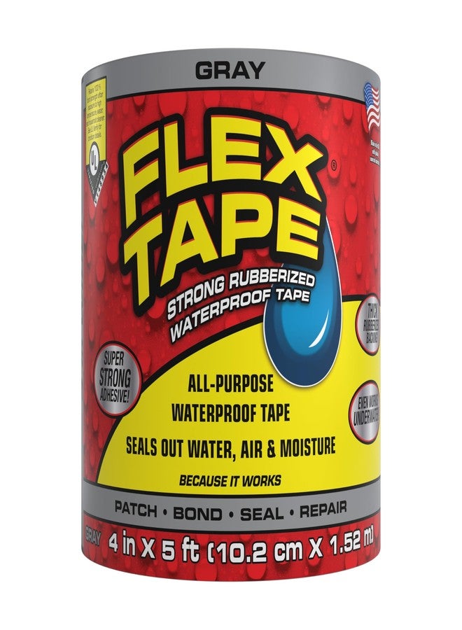 Flex Tape Rubberized Waterproof Tape, 4" x 5', Gray - Image 1