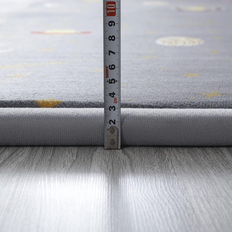 Loartee Coral Velvet Area Rug - 1" Thick Memory Foam Baby Play Mat, Washable Toddler Carpet, Home Decor for Living Room, Nursery, Kids Bedroom, Astral Gray, 6'7"x6'7" - Image 2