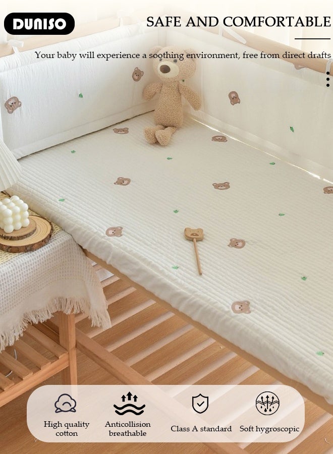 DUNISO Cot Bumper, Crib Bumper, Breathable Mesh Cot Liner, Crib Rail Cover, Baby Boys Girls Nursery Breathable Crib Bed Liner Bumper Baby Crib Rail Cover Protector Guard Padded Cot Rail Wrap for Side Front Rails - Image 3