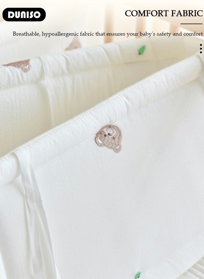 DUNISO Cot Bumper, Crib Bumper, Breathable Mesh Cot Liner, Crib Rail Cover, Baby Boys Girls Nursery Breathable Crib Bed Liner Bumper Baby Crib Rail Cover Protector Guard Padded Cot Rail Wrap for Side Front Rails - Image 5