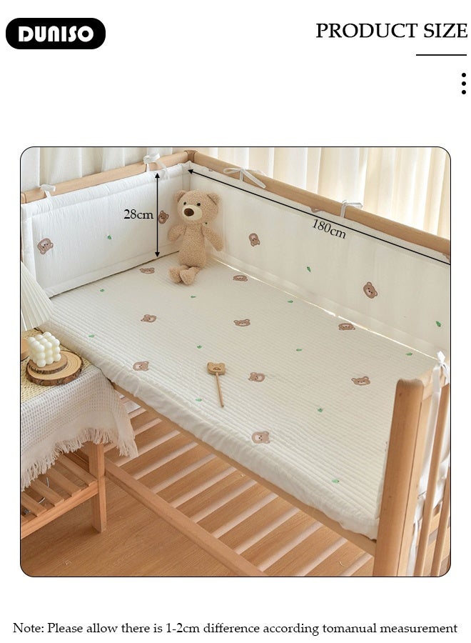 DUNISO Cot Bumper, Crib Bumper, Breathable Mesh Cot Liner, Crib Rail Cover, Baby Boys Girls Nursery Breathable Crib Bed Liner Bumper Baby Crib Rail Cover Protector Guard Padded Cot Rail Wrap for Side Front Rails - Image 2