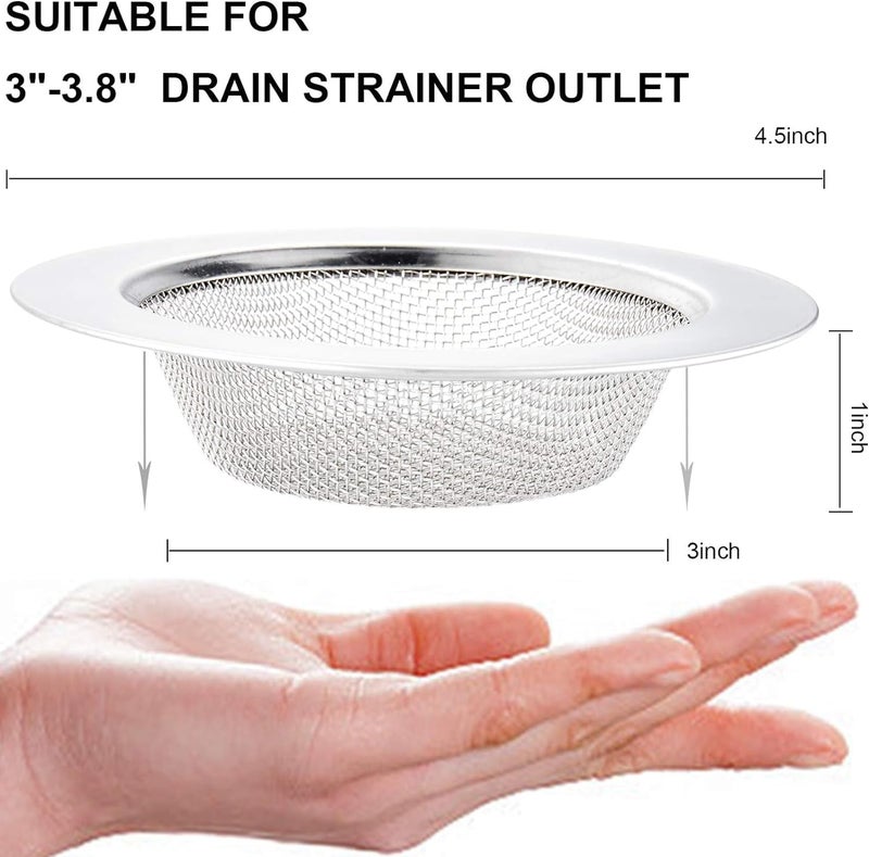 LASSHSWA 2 PCS Kitchen Sink Strainer Stainless Steel, Kitchen Sink Drain Strainer， Sink Strainers with Large Wide Rim 4.5" Diameter for Kitchen Sinks - Image 2