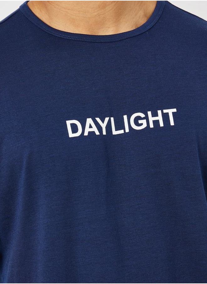 Styli Slogan Print T-Shirt & Striped Pyjama Set  - Image 3