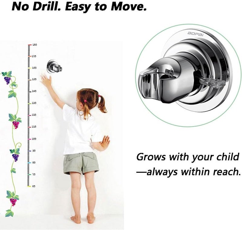Bopai Suction Cup Shower Head Holder for Handheld Shower – No Drill, For Smooth Surfaces Only, Vertical Mount Only, Chrome - Image 3