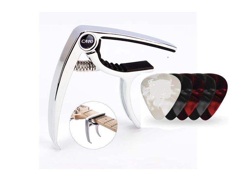MUSTANG Alloy Guitar Capo for Acoustic Guitar, Electric Guitar, Ukulele (Limited Period Offer) With 5 Picks Free - Image 1
