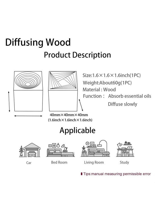 CHLYG 2PCS Essential Oil Diffuser,Wooden Natural Aromatherapy Square Diffuser for Car Office Bedroom - Image 3