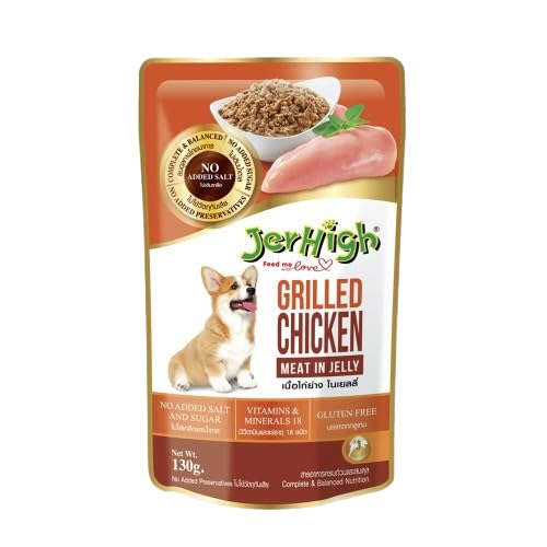 Jerhigh Wet Food for Dog Combo Chicken Meat with Roasted Duck 4pcs, Grilled Chicken Meat 4pcs, Chicken Meat with Liver 4pcs, Chicken with Riceberry Liver Flavor 4pcs in Jelly(16x130g) - Image 3