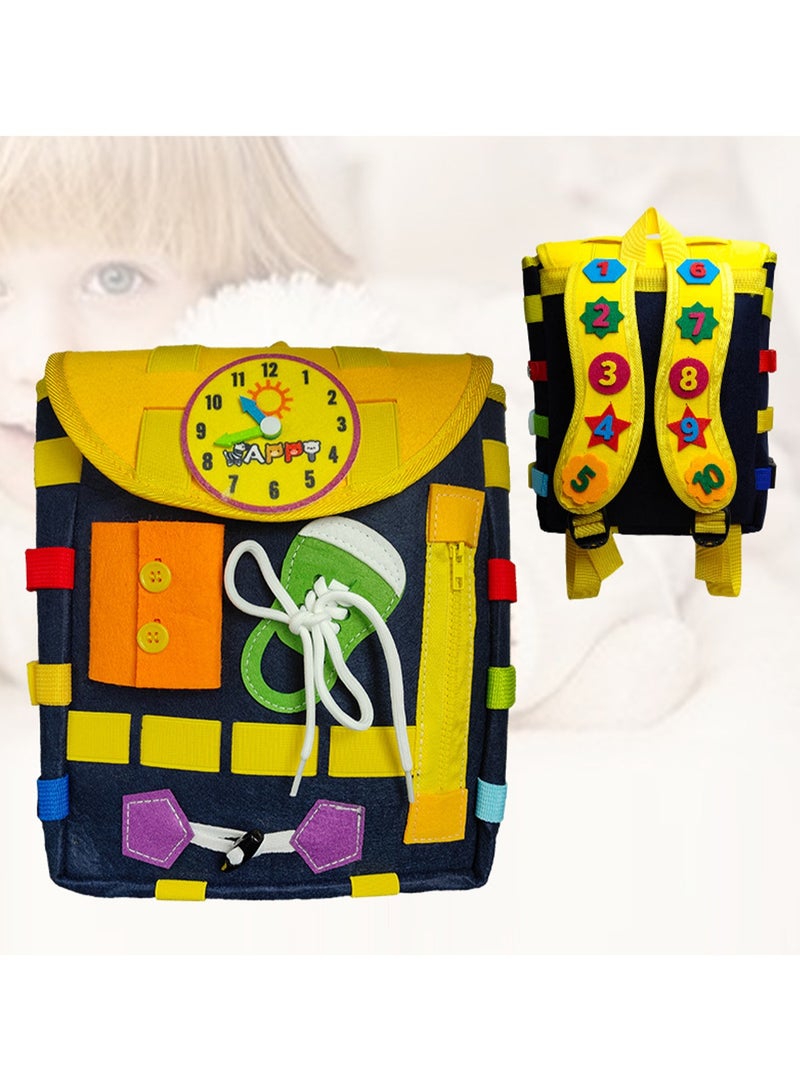 Blue Educational Activity Cognitive Learning Board Toy Backpack - Image 1