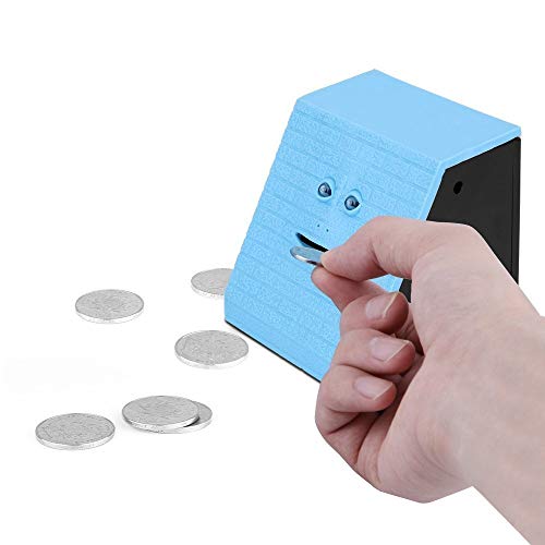 Youngine Novelty Face Bank Coin Eating Savings Bank Money Saving Collection Piggy Bank (Blue Brick) - Image 3