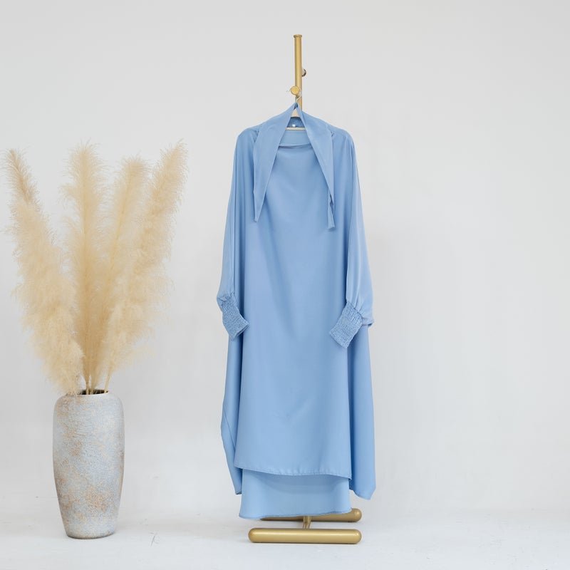 2023 Loriya Maxi Plain Abaya Kids Dress LR662 Sky Blue