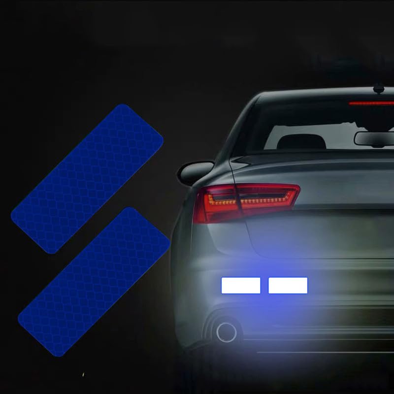 VADDA Universal Reflective Car Stickers 10 Pcs, Rectangular Stripe Stickers for Cars, Trucks, Bikes, Bicycle, Night Visibility Vehicle Safety Reflectors for Car Bumper, Hood, Fender & Door - Blue - Image 1