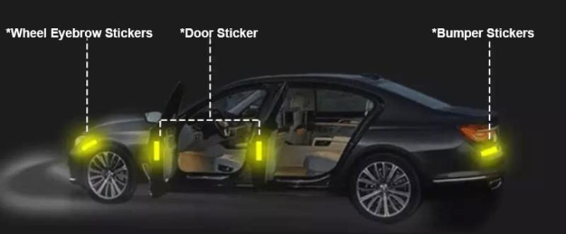 VADDA Universal Reflective Car Stickers 10 Pcs, Rectangular Stripe Stickers for Cars, Trucks, Bikes, Bicycle, Night Visibility Vehicle Safety Reflectors for Car Bumper, Hood, Fender & Door - Blue - Image 4