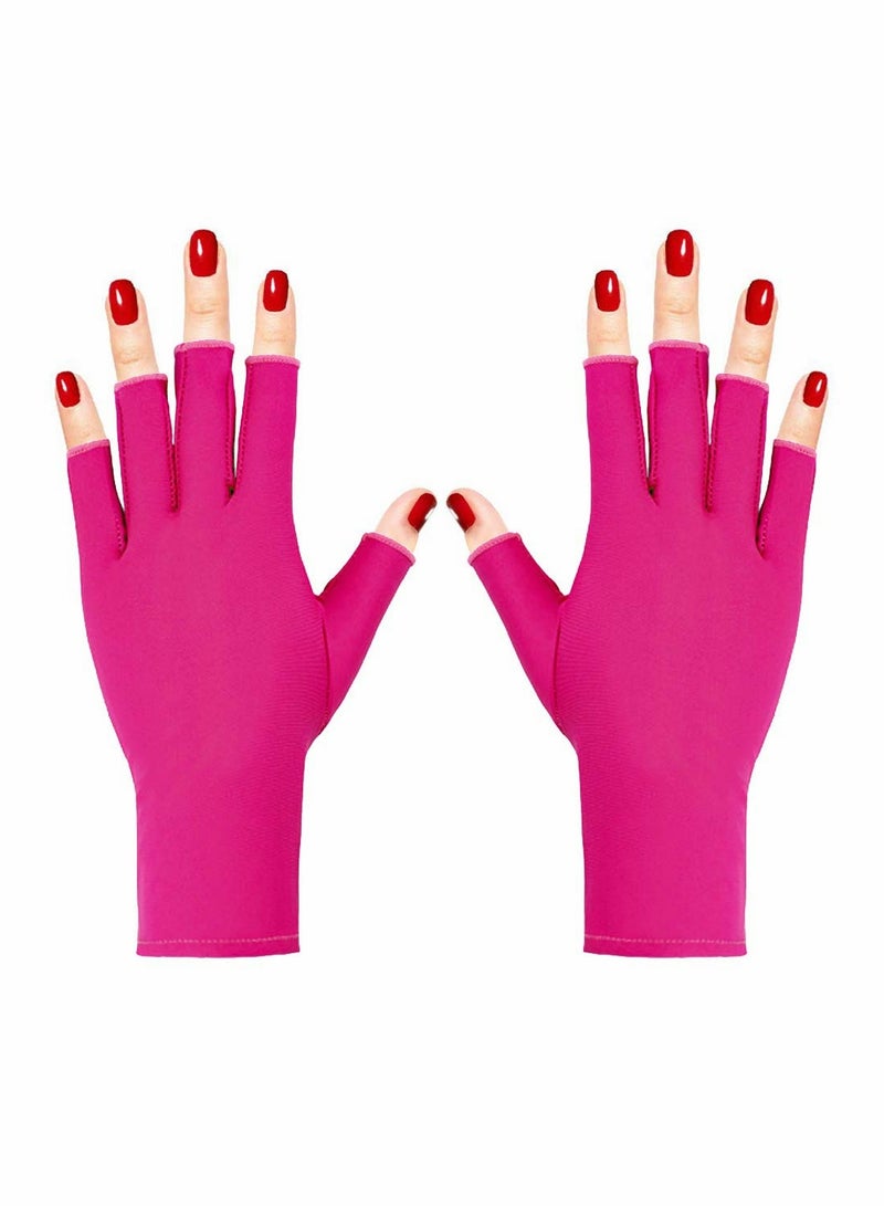 Excefore UV Glove for Nail Lamp, Gel Manicures Glove, Half Finger Stretchy Gloves for Girls Protect Hands  - Image 1