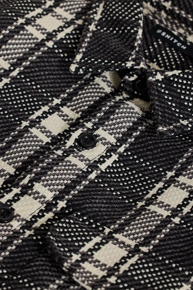 SNITCH Charcoal Grey Checks Relaxed Fit Overshirt