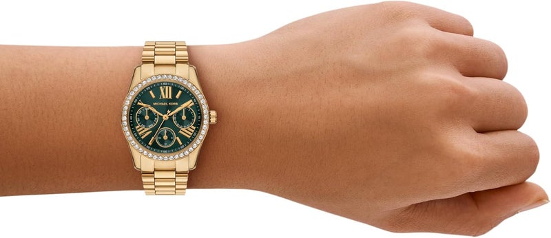 مايكل كورس Women Michael Kors Women's Lexington Lux Multifunction Gold-Tone Stainless Steel Bracelet Watch MK4924 - Image 2