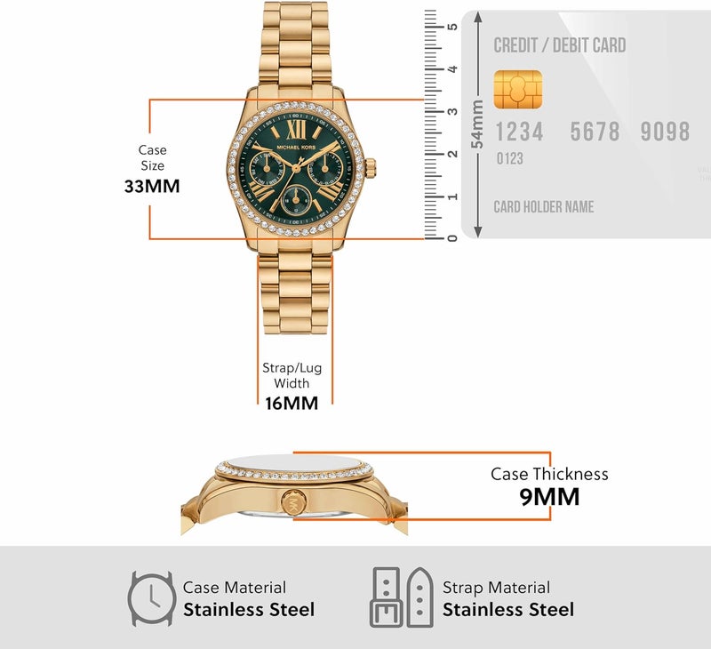 مايكل كورس Women Michael Kors Women's Lexington Lux Multifunction Gold-Tone Stainless Steel Bracelet Watch MK4924 - Image 5