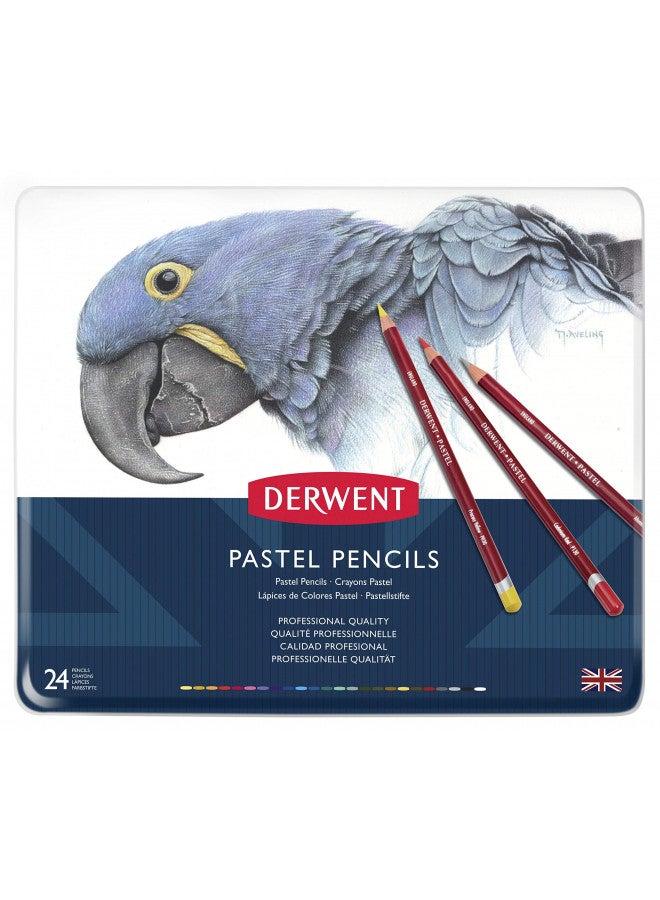 Derwent Pastel Pencils, 4mm Core, Metal Tin, 24 Count (32992) - Image 2