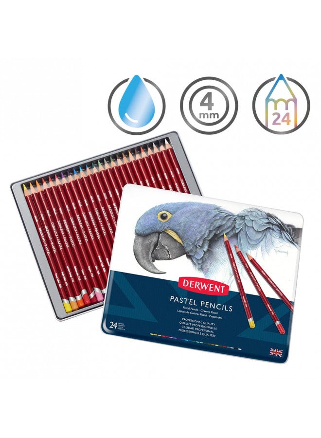 Derwent Pastel Pencils, 4mm Core, Metal Tin, 24 Count (32992) - Image 3