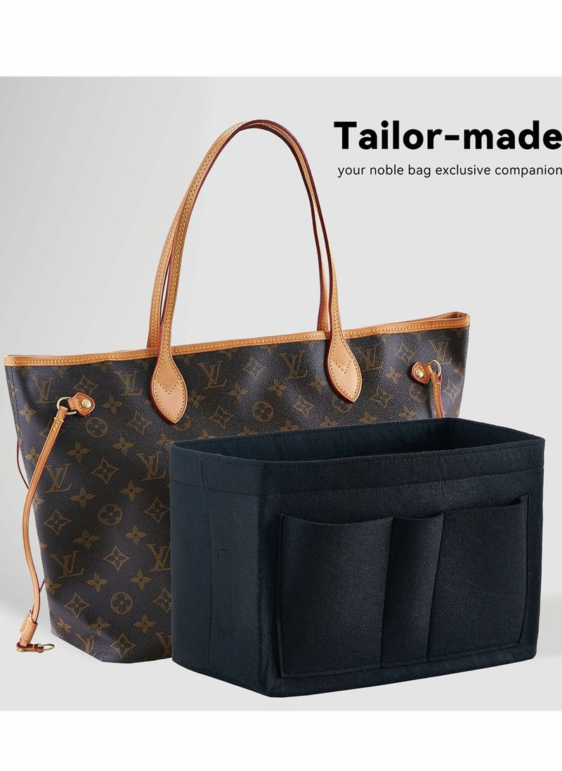 Generic Multi-Pocket Felt Purse Organizer Insert for Women Stylish Handbag Travel Tote Hobo Bag Divider S Size Black  - Image 5