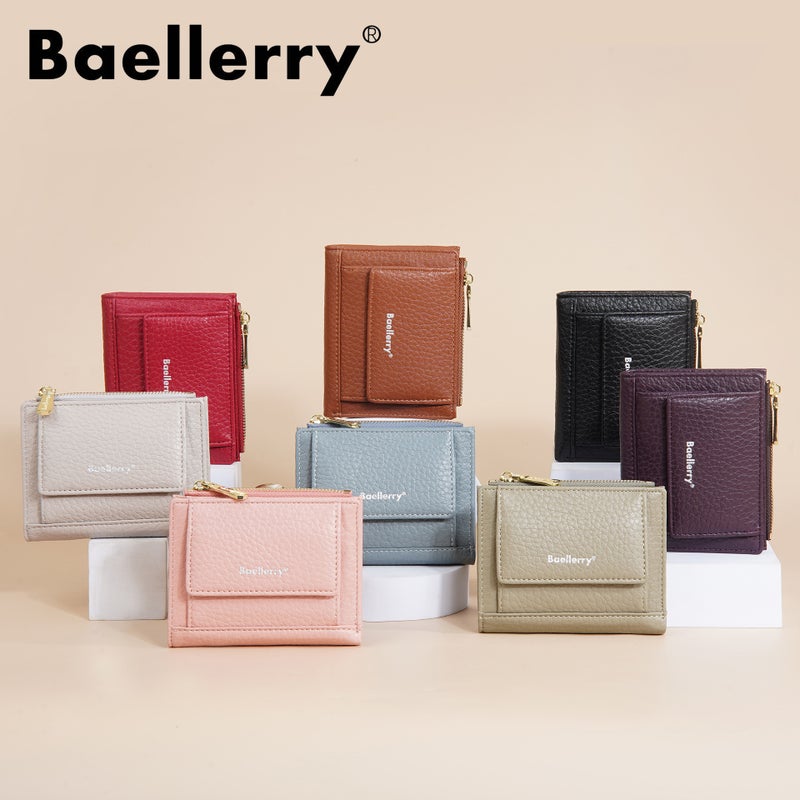 Baellerry New Women's Wallet with Zipper, Multi-Functional Japanese and Korean Style Coin Purse, Simple High-Quality Clutch in Gray - Image 5