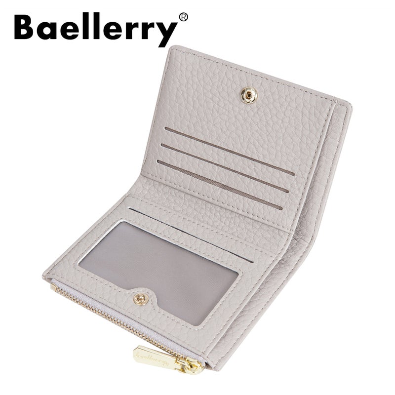 Baellerry New Women's Wallet with Zipper, Multi-Functional Japanese and Korean Style Coin Purse, Simple High-Quality Clutch in Gray - Image 4