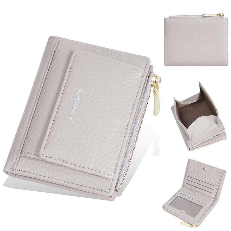 Baellerry New Women's Wallet with Zipper, Multi-Functional Japanese and Korean Style Coin Purse, Simple High-Quality Clutch in Gray - Image 1
