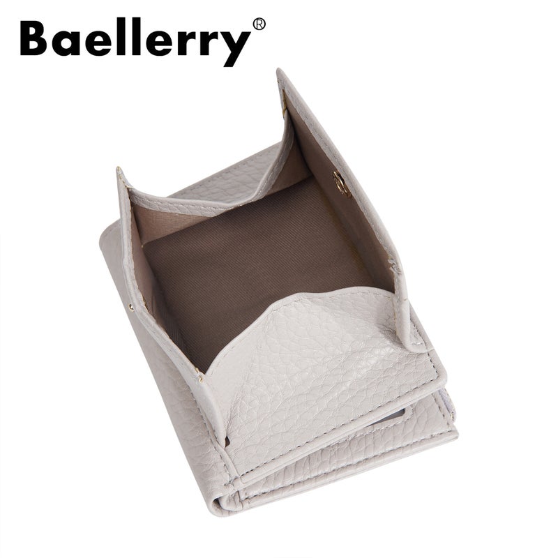 Baellerry New Women's Wallet with Zipper, Multi-Functional Japanese and Korean Style Coin Purse, Simple High-Quality Clutch in Gray - Image 3