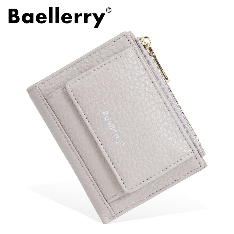 Baellerry New Women's Wallet with Zipper, Multi-Functional Japanese and Korean Style Coin Purse, Simple High-Quality Clutch in Gray - Image 2