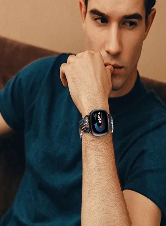 LHXYUO سوار معصم رياضي مرن ومضفر متوافق مع أساور Fitbit Versa 3/Fitbit Versa 4/Fitbit Sense/Sense 2 للرجال والنساء، مزود بأحزمة مطاطية (عبوة من 10 قطع) - Image 4