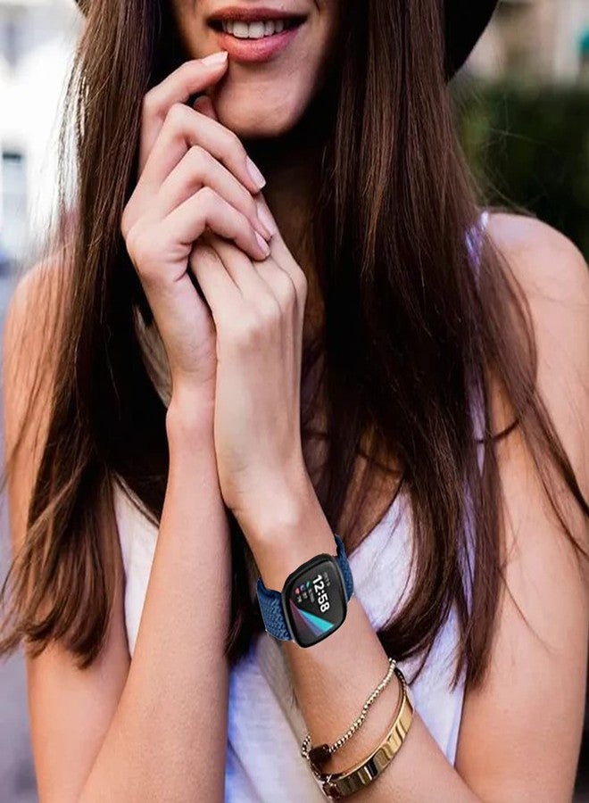 LHXYUO سوار معصم رياضي مرن ومضفر متوافق مع أساور Fitbit Versa 3/Fitbit Versa 4/Fitbit Sense/Sense 2 للرجال والنساء، مزود بأحزمة مطاطية (عبوة من 10 قطع) - Image 5
