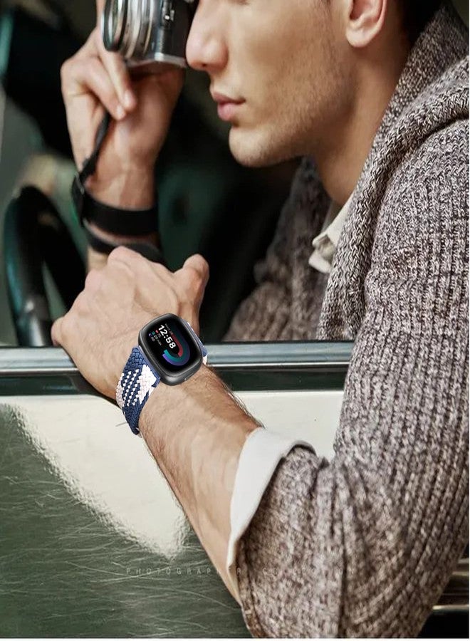 LHXYUO سوار معصم رياضي مرن ومضفر متوافق مع أساور Fitbit Versa 3/Fitbit Versa 4/Fitbit Sense/Sense 2 للرجال والنساء، مزود بأحزمة مطاطية (عبوة من 10 قطع) - Image 2