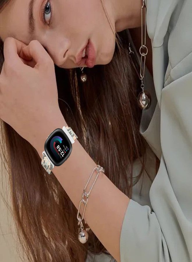 LHXYUO سوار معصم رياضي مرن ومضفر متوافق مع أساور Fitbit Versa 3/Fitbit Versa 4/Fitbit Sense/Sense 2 للرجال والنساء، مزود بأحزمة مطاطية (عبوة من 10 قطع) - Image 3
