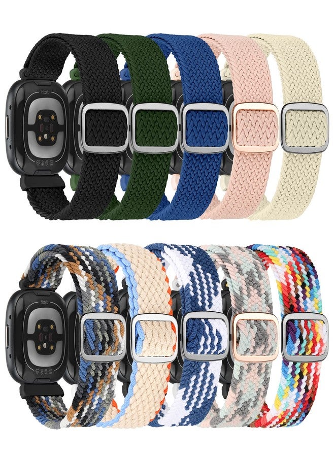 LHXYUO سوار معصم رياضي مرن ومضفر متوافق مع أساور Fitbit Versa 3/Fitbit Versa 4/Fitbit Sense/Sense 2 للرجال والنساء، مزود بأحزمة مطاطية (عبوة من 10 قطع) - Image 1