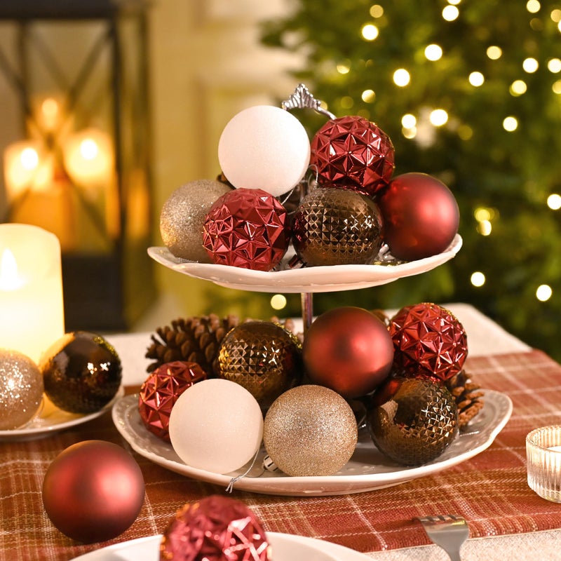 Valery Madelyn Christmas Tree Decorations String for Fall Halloween Decor 50ct Red Brown White Shatterproof Ball Ball Ball Bulk 2.36 Inting Decor - Image 4