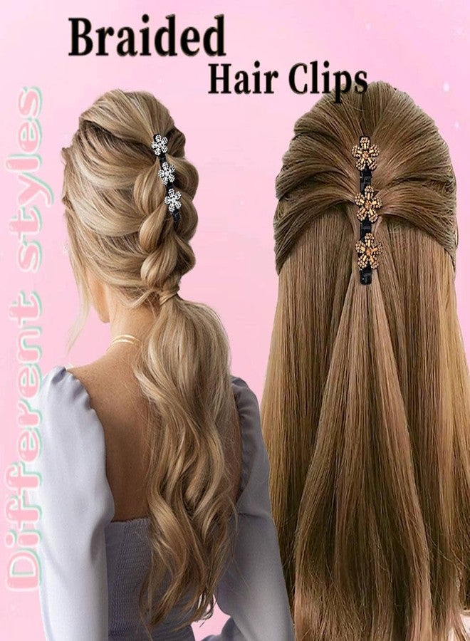 Outyua Sparkling Crystal Stone Braided Hair Clips Rhinestone Flower Duckbill Hairpin for Women 4Pcs - Image 4