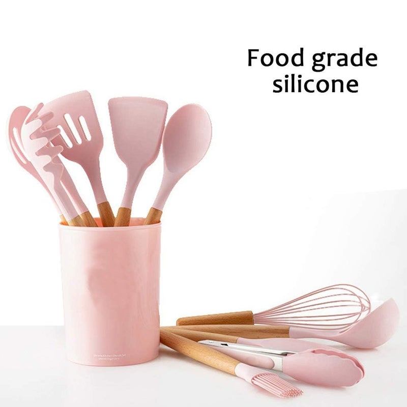 Whitecloud TRANSFORMING HOMES Whitecloud TRANSFORMING HOMES Combo of 12 Pieces Silicone Cooking Spoon Set Pink and Unisex Waterproof Oil Proof Adjustable Kitchen Apron S 12Pcs Spoon Set Pink KAG23  - Image 3