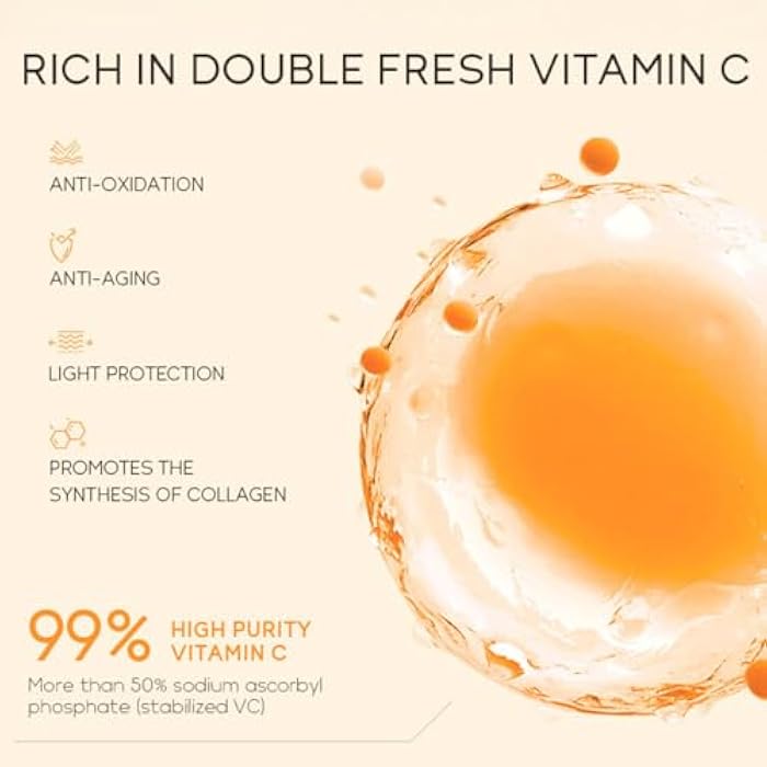 Evolvique Skincare Set Vitamin C Girls Gifts - Skin Care Set Antioxidant - Hydrating Skin Care Kit for Women with Sunscreen,Toner,Serum,Eye Cream - Skin Care for Teens 10-12 (One Size, 8PCS Vitamin C Scent) - Image 3