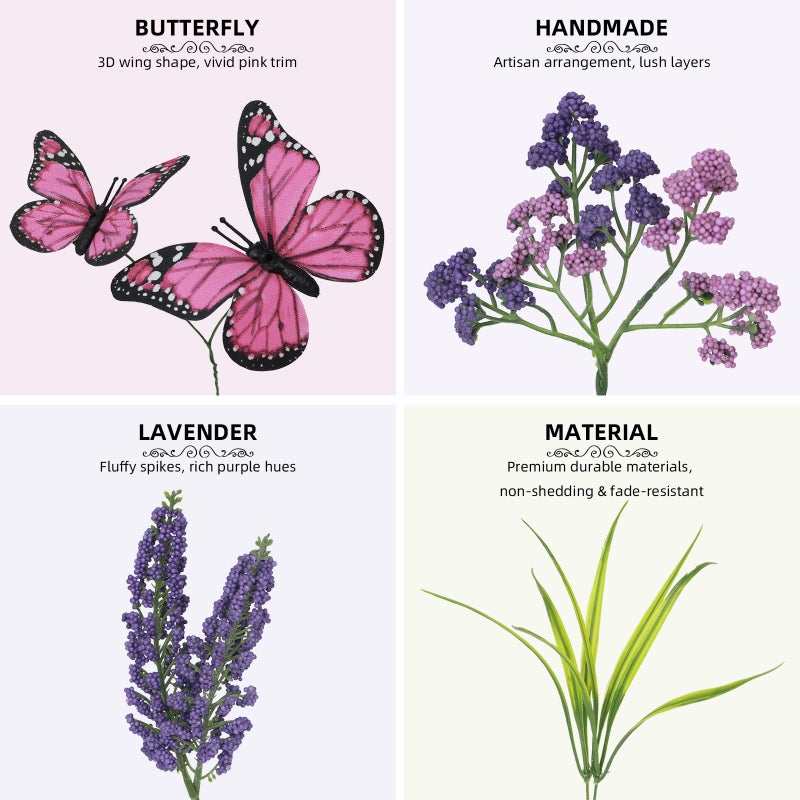 DFRREN Lavender Wreaths for Front Door 24 Inch Spring Summer Wreath with Lavender,Berries, Butterflies,for Year-Round Use Indoors and Outdoors as Wall, Door, Window, Party and Wedding Decorations - Image 3