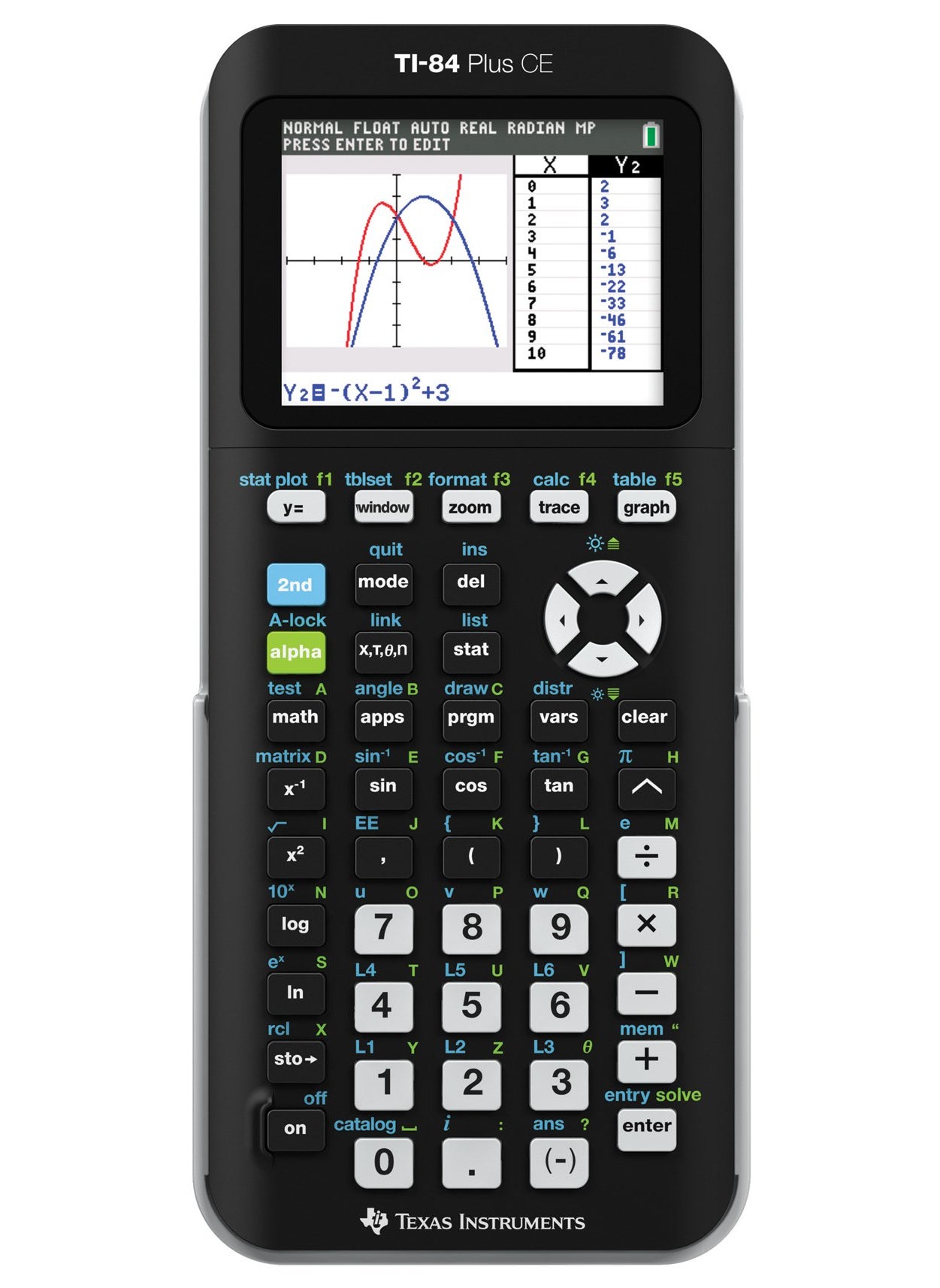 TEXAS INSTRUMENTS Texas Instruments TI-84 PLUS CE Graphing Calculator, Black (Frustration-Free Packaging) (84PLCE/PWB/2L1/A)  - Image 1
