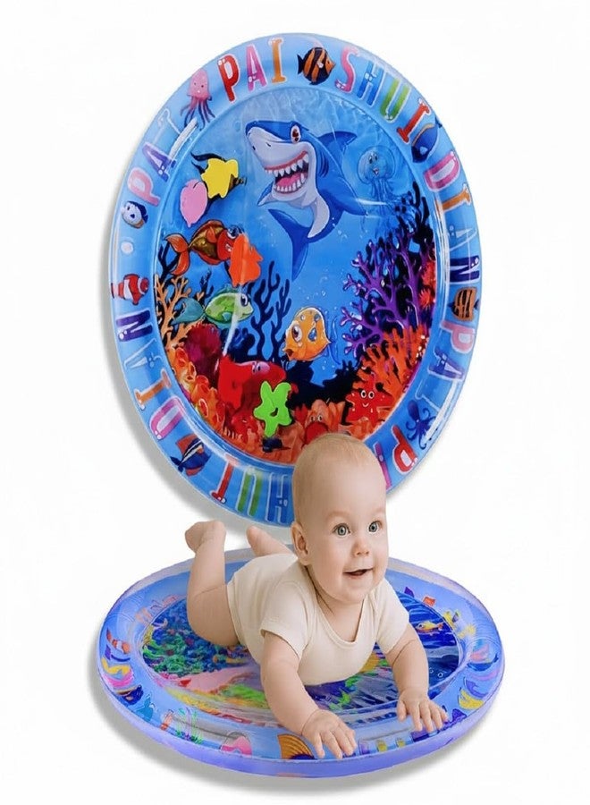 KRYLAR Tummy Time Water Mat - Round Shape for Babies Sensory Play Gym for 6-12 Months Newborn Baby Essentials Water-Filled Activity Thickened Non-Slip Pad Easy Cleaning Large Size Inflatable - Image 1