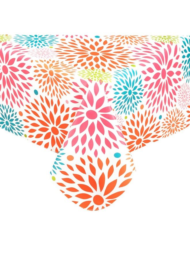 Newbridge Color Burst Celebration Flannel Backed Vinyl Tablecloth Colorful Contemporary Geometric Print Spring And Summer Vinyl Tablecloth With Flannel Backing 60 In X 102 In Oblong/Rectangle - Image 1