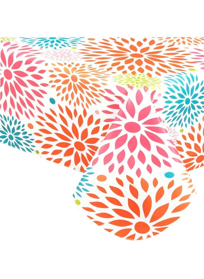 Newbridge Color Burst Celebration Flannel Backed Vinyl Tablecloth Colorful Contemporary Geometric Print Spring And Summer Vinyl Tablecloth With Flannel Backing 60 In X 102 In Oblong/Rectangle - Image 5