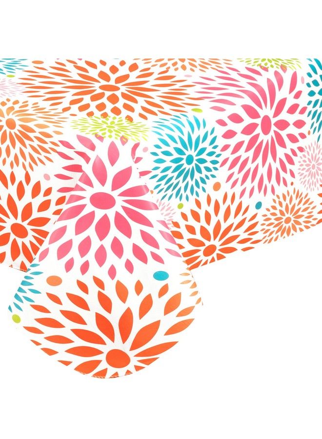 Newbridge Color Burst Celebration Flannel Backed Vinyl Tablecloth Colorful Contemporary Geometric Print Spring And Summer Vinyl Tablecloth With Flannel Backing 60 In X 102 In Oblong/Rectangle - Image 4