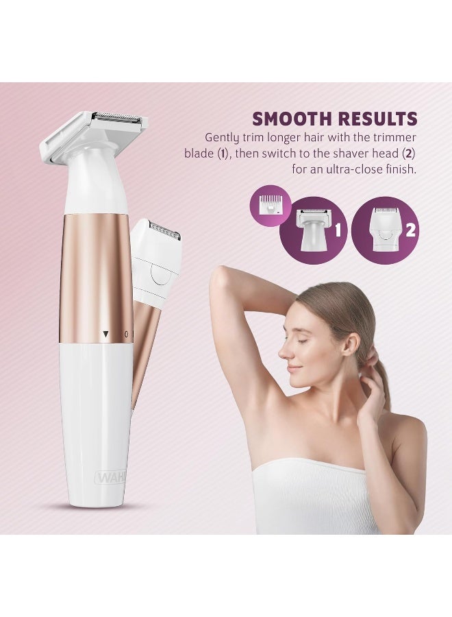 WAHL Ladies Trim And Shave Bikini Trimmer, Cordless Battery Powered Bikini Trimmer For Women, 2-In-1 Personal Groomer With Trimmer And Shaver Heads, Washable Blades, Compact Travel Design - 3028668 Off White - Image 4